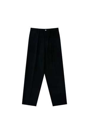   [Easy line] Wool Flannel banding pants (Black)