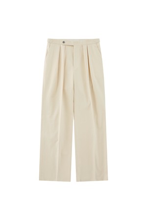 [Easy line] Herringbone cotton Wide Pants (ECRU)