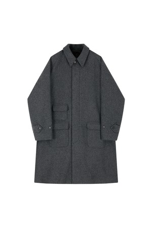 wool Raglan Balmacaan Coat (Charcoal)