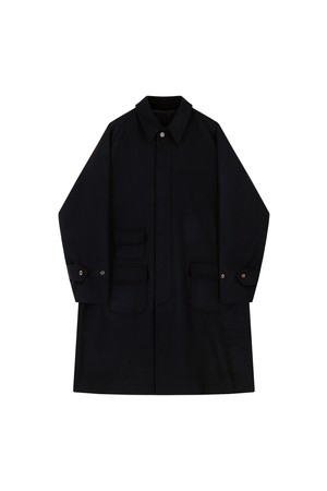 wool Raglan Balmacaan Coat (Navy)