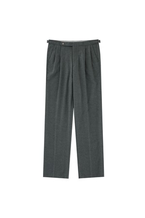 Wool Flannel adjust 2Pleats relaxed Trousers (gray)