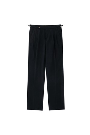 Wool Flannel adjust 2Pleats relaxed Trousers (Navy)