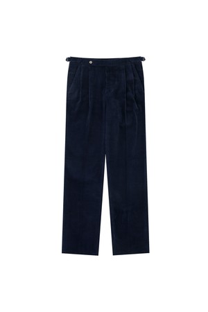 Corduroy adjust 2Pleats relaxed Trousers (Navy)