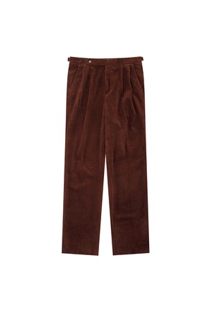 Corduroy adjust 2Pleats relaxed Trousers (Brick)