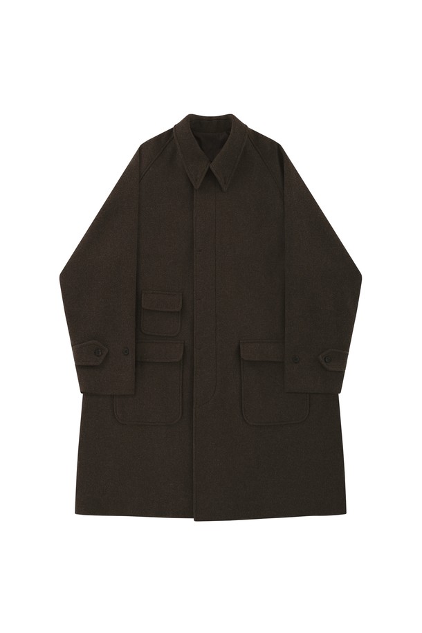 BELLIEF - 코트 - Wool comfort Raglan Coat (Brown)