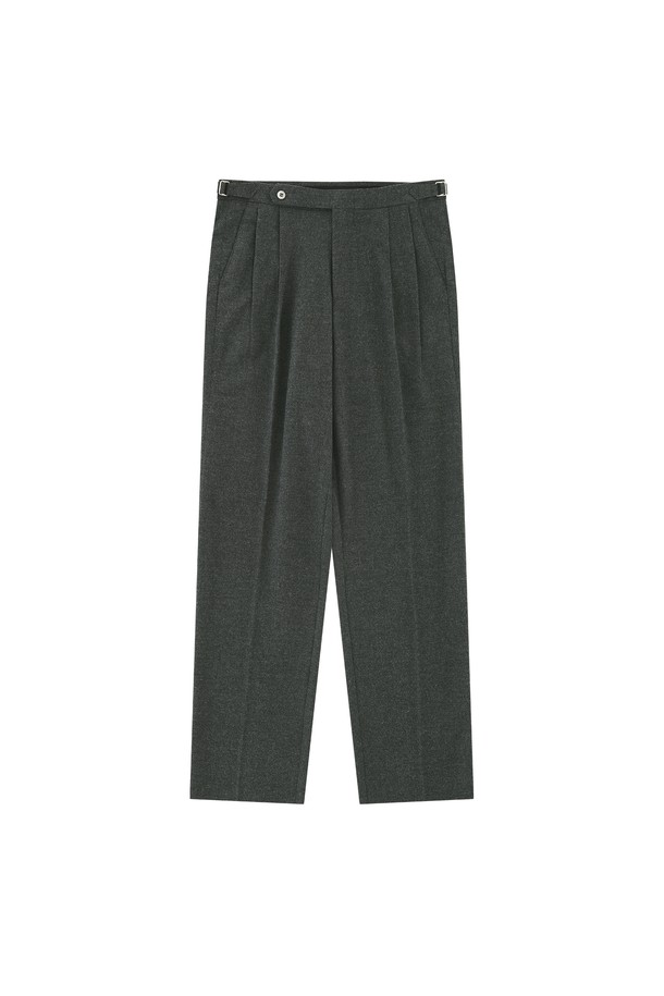 BELLIEF - 슬랙스/수트팬츠 - Wool Flannel adjust relaxed pants (Grey)