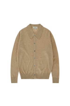 Mohair polo Collar Cardigan Knit (Beige)