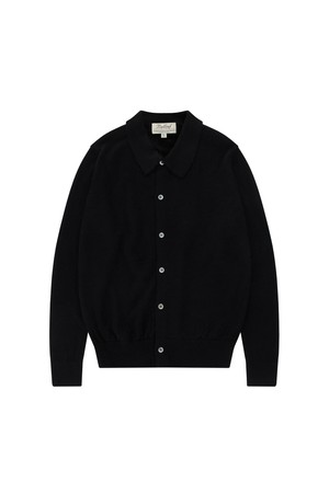 Mohair polo Collar Cardigan Knit (Black)