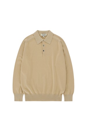 Cotton standard saddle Polo Knit (Beige)