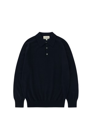 Cotton standard saddle Polo Knit (Navy)