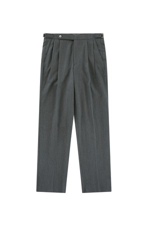 Wool worsted adjust 2Pleats relaxed Trousers (Grey)