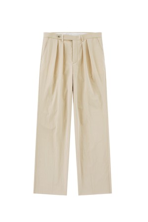 [Easy line] Cotton Two Pleated Wide Chino Pants (Beige)