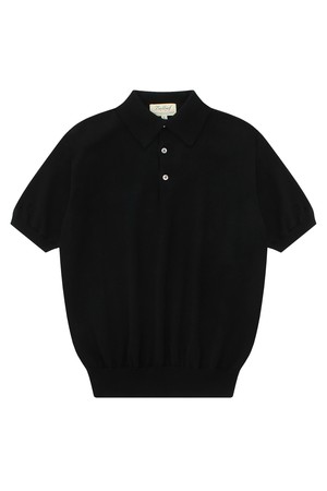 Essential Short Sleeve Polo Knit (Black)