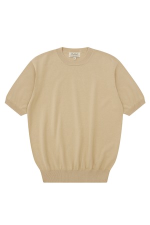 Essential Short Sleeve Round Knit (Beige)