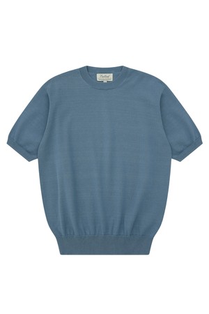 Essential Short Sleeve Round Knit (Marine Blue)