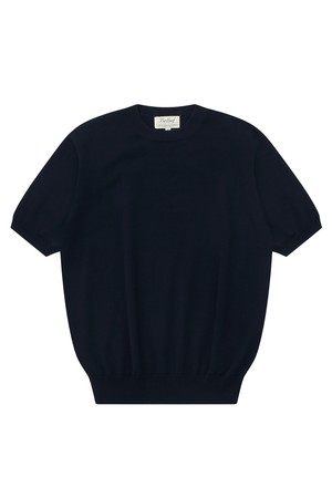 Essential Short Sleeve Round Knit (Navy)