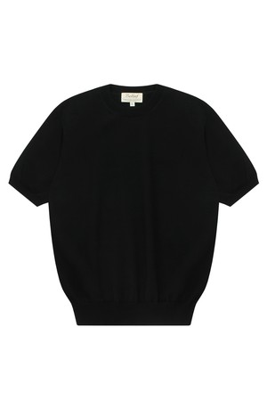 Essential Short Sleeve Round Knit (Black)