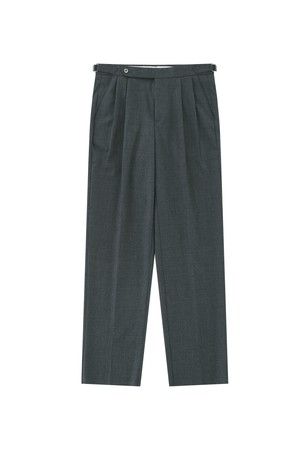 Wool Gabardine 2Pleats relaxed Pants (Grey)