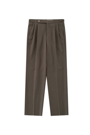 Wool Gabardine 2Pleats relaxed Pants (Brown)