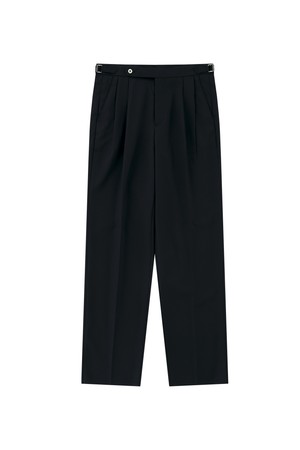 Wool Gabardine 2Pleats relaxed Pants (Navy)