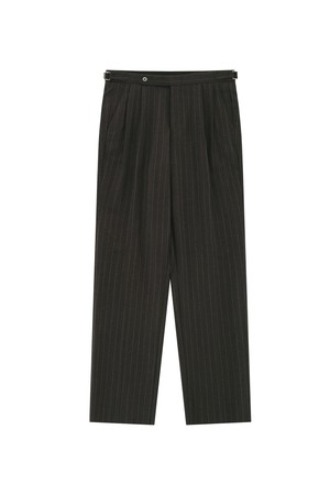 Wool stripe 2Pleats relaxed Pants (Brown)