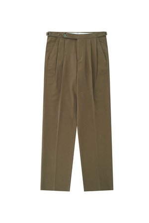 Cotton peach finish 2Pleats relaxed Chino (Beige)