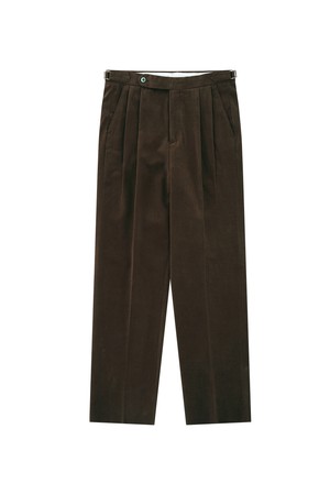 Cotton peach finish 2Pleats relaxed Chino (Brown)