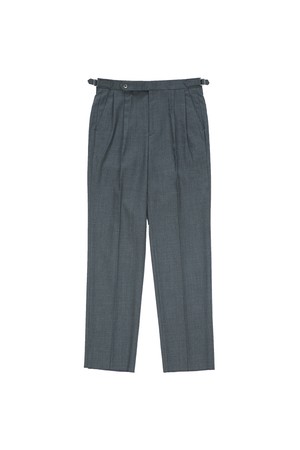 Wool adjust Double Pleats relaxed Trouser (Grey)