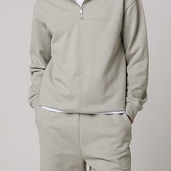 High Neck Zip Up Men's Sweatshirt_Gray-a