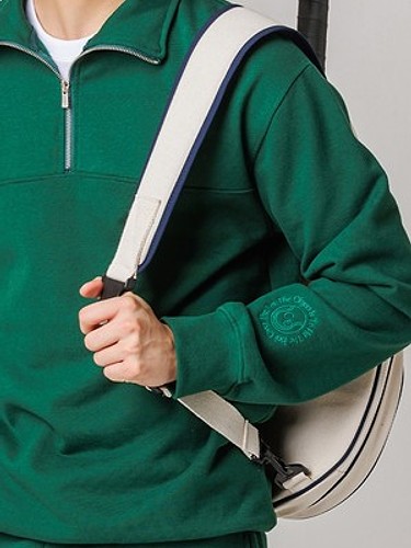 High-neck zip-up men's sweatshirt_Green-a
