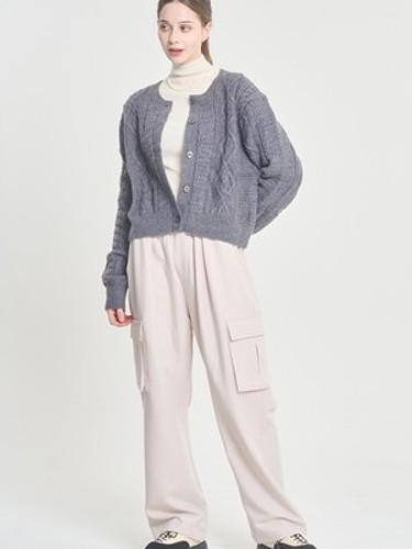 Wide Banding String Cargo Pants_Cream-a