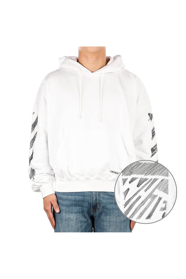 OFF-WHITE - 스웨트셔츠 - [오프화이트] (OMBB110S23FLE005 0110) 남성 SCRIBBLE DIAG 후드 맨투맨