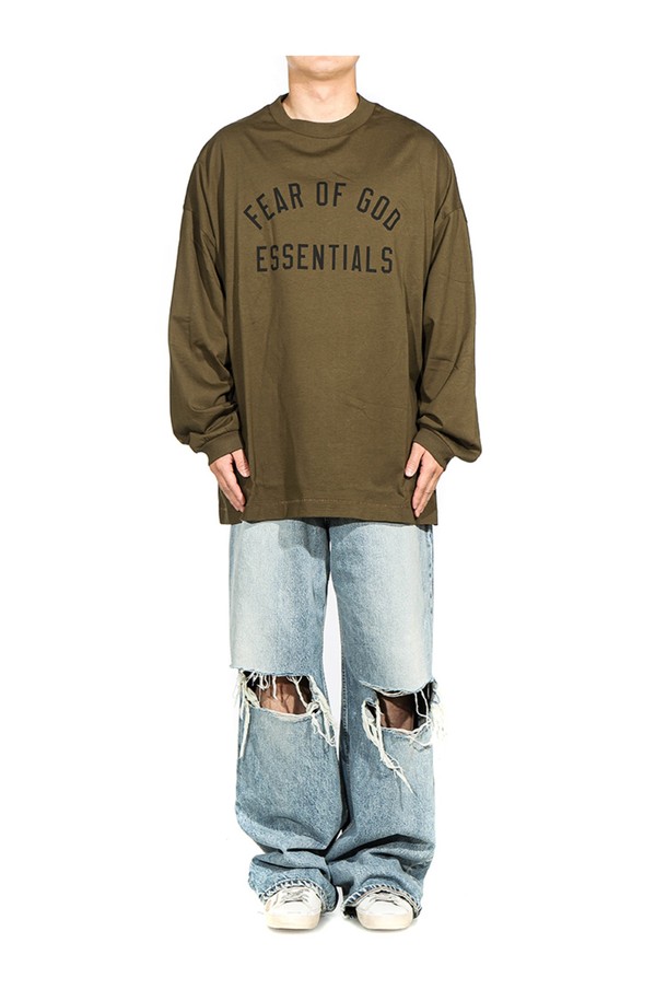 FEAR OF GOD - 긴팔티셔츠 - [피어오브갓] 24FW 남성 에센셜 긴팔 티셔츠 (125BT244204F OLIVE)