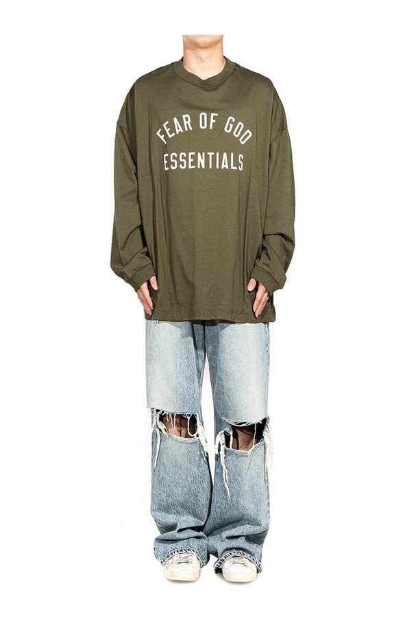 FEAR OF GOD - 긴팔티셔츠 - [피어오브갓] 24FW 남성 에센셜 긴팔 티셔츠 (125BT244205F MILITARY)