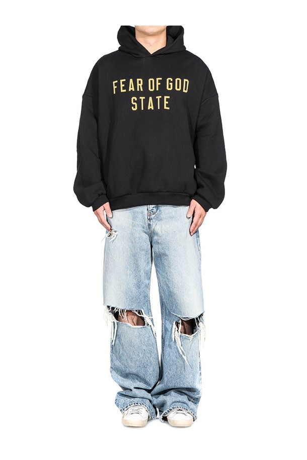 FEAR OF GOD - 스웨트셔츠 - [피어오브갓] 24FW 남성 플리스 후드 맨투맨 (192BT246250F BLACK)