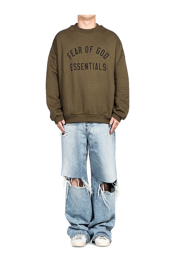 FEAR OF GOD - 스웨트셔츠 - [피어오브갓] 24FW 남성 에센셜 맨투맨 (192BT246264F OLIVE)