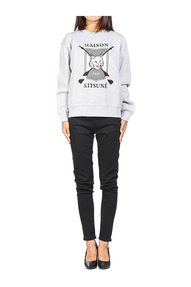 MAISON KITSUNE - 스웨터 - [메종키츠네] 23FW 여성 맨투맨 (LW00306KM0307 LIGHT GREY MEL)