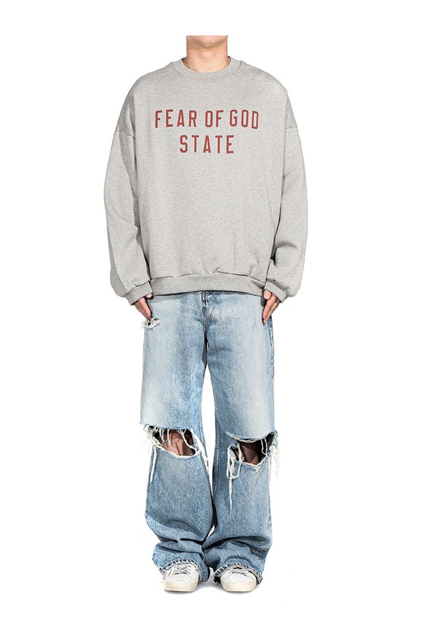 FEAR OF GOD - 스웨트셔츠 - [피어오브갓] 24FW 남성 에센셜 맨투맨 (192BT246261F DARK HEATHER)