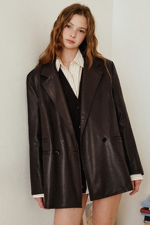 램스킨 베지터블 오버핏 자켓 [브라운]