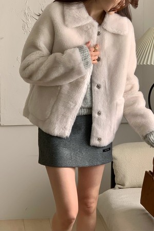 리얼 양털 데일리 자켓 [아이보리]