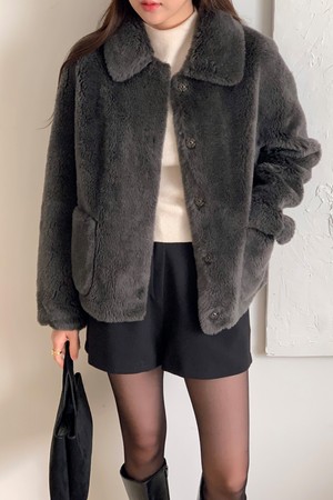 리얼 양털 데일리 자켓 [그레이]