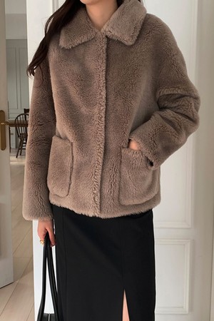 리얼 양털 데일리 자켓 [다크베이지]