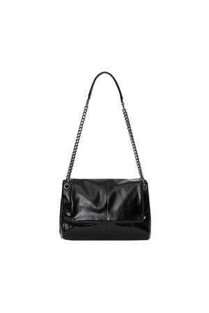 GLOSSY CHAIN SHOULDER BAG [BK]