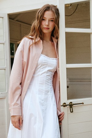 시어서커 베이직 스트라이프 셔츠 [핑크]