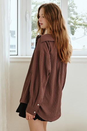 시어서커 루즈핏 엠보 셔츠 [퍼플]