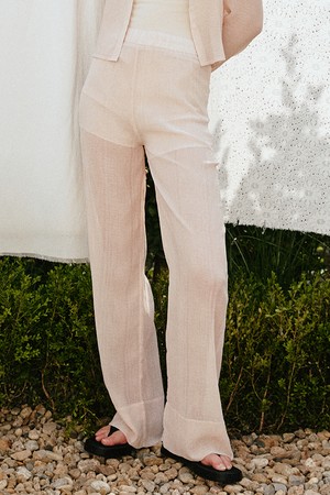 크링클 시어 밴딩 팬츠 [핑크]