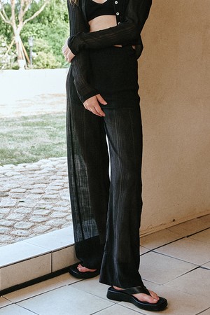 크링클 시어 밴딩 팬츠 [블랙]