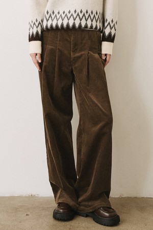 코듀로이 투턱 와이드 팬츠 [브라운]