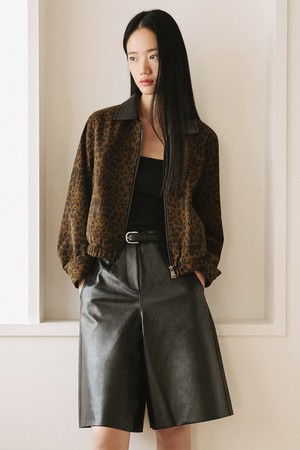 레오파드 신세틱 레더 블루종 [브라운]