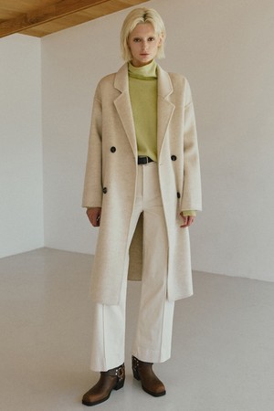 캐시미어 핸드메이드 더블 롱 코트 [오트밀]